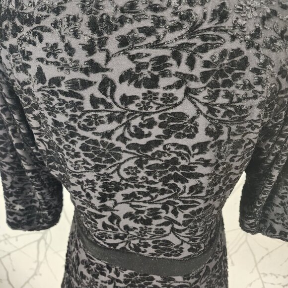 Cleo Black Velvet Burnout Half Sleeve Wrap Blouse - Picture 5 of 7